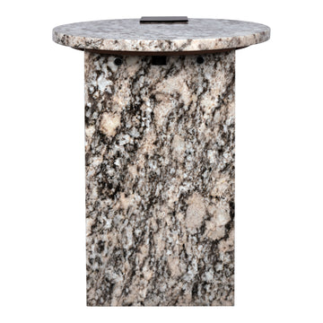 Lyra 17" Contemporary Natural Marble/Metal Handmade Round End Table - JONATHAN Y